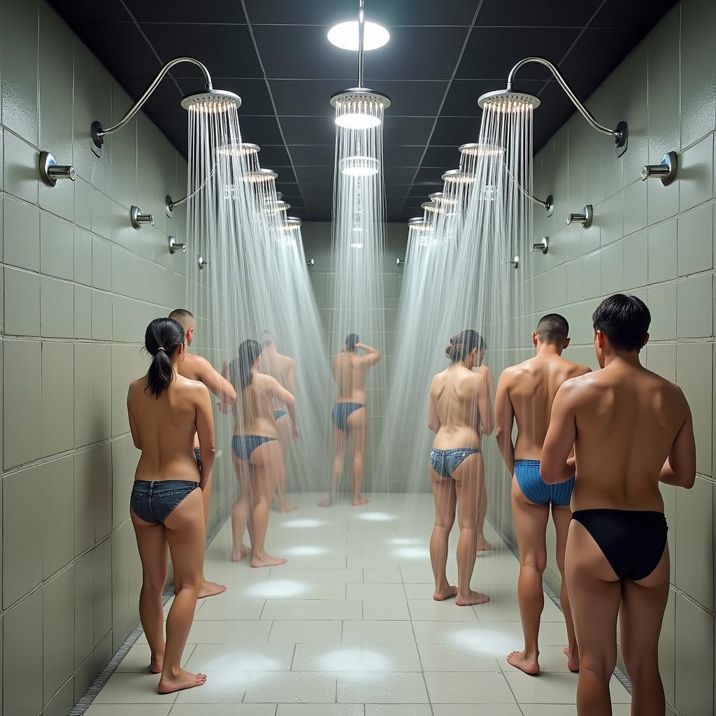 Khu vuc tam trang trong Jjimjilbang Han Quoc voi nhieu voi sen