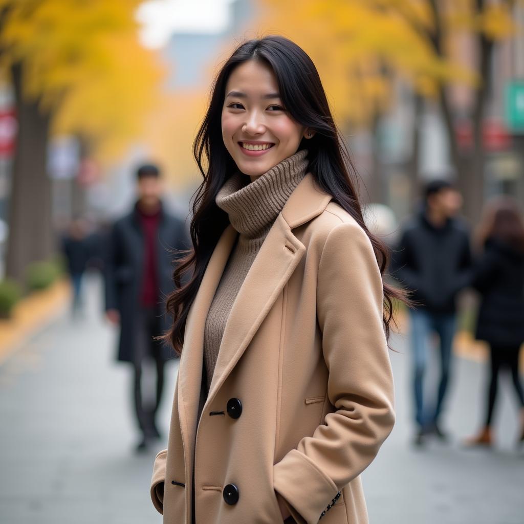 Áo khoác dạ Hàn Quốc tháng 11 ấm áp