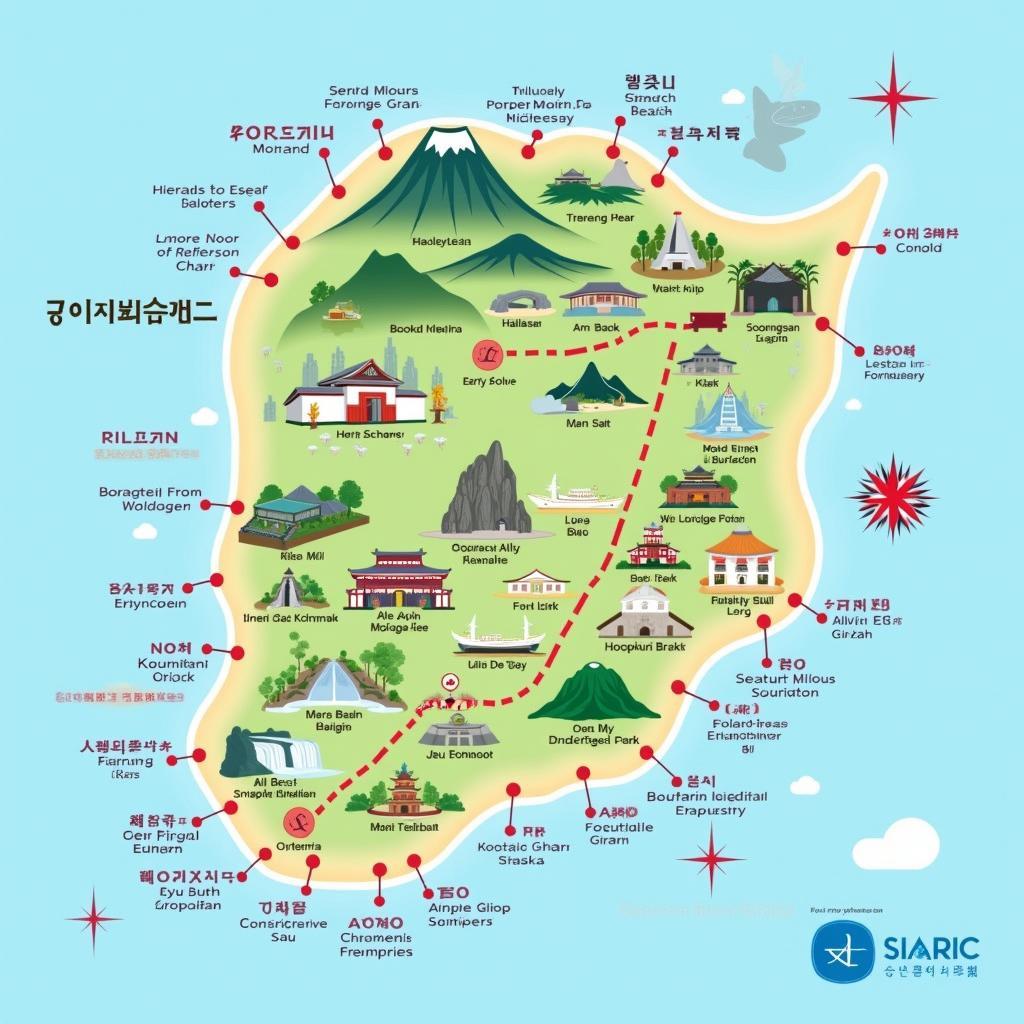 Bản đồ du lịch đảo Jeju Hàn Quốc với các điểm tham quan nổi tiếng
