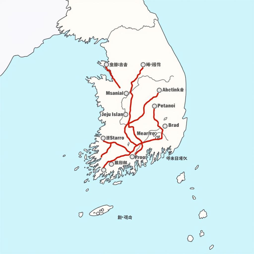 Bản đồ tổng quan du lịch Hàn Quốc với các địa điểm nổi tiếng