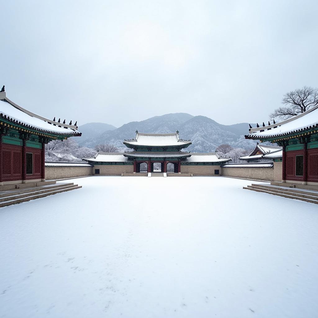 cung dien gyeongbokgung mua dong han quoc dep nhu tranh