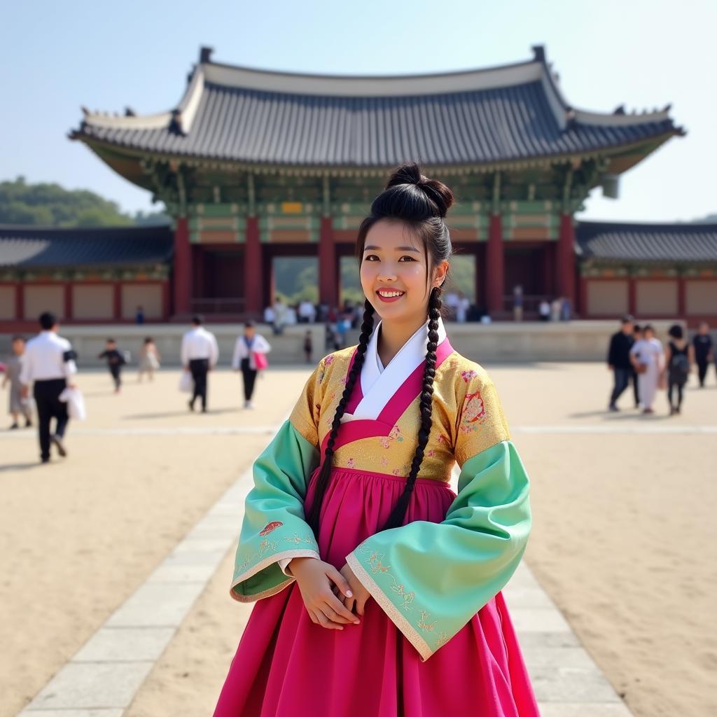 cung dien Gyeongbokgung Seoul Hanbok