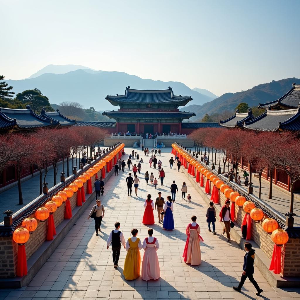 Cung điện Gyeongbokgung Seoul rực rỡ vào dịp Tết