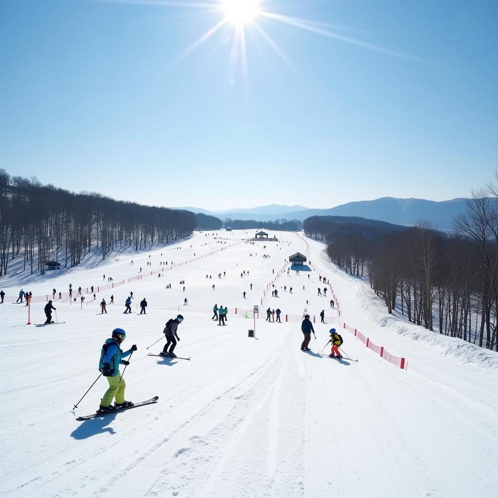 Khu trượt tuyết Yongpyong đông đảo du khách tham gia các hoạt động thể thao mùa đông