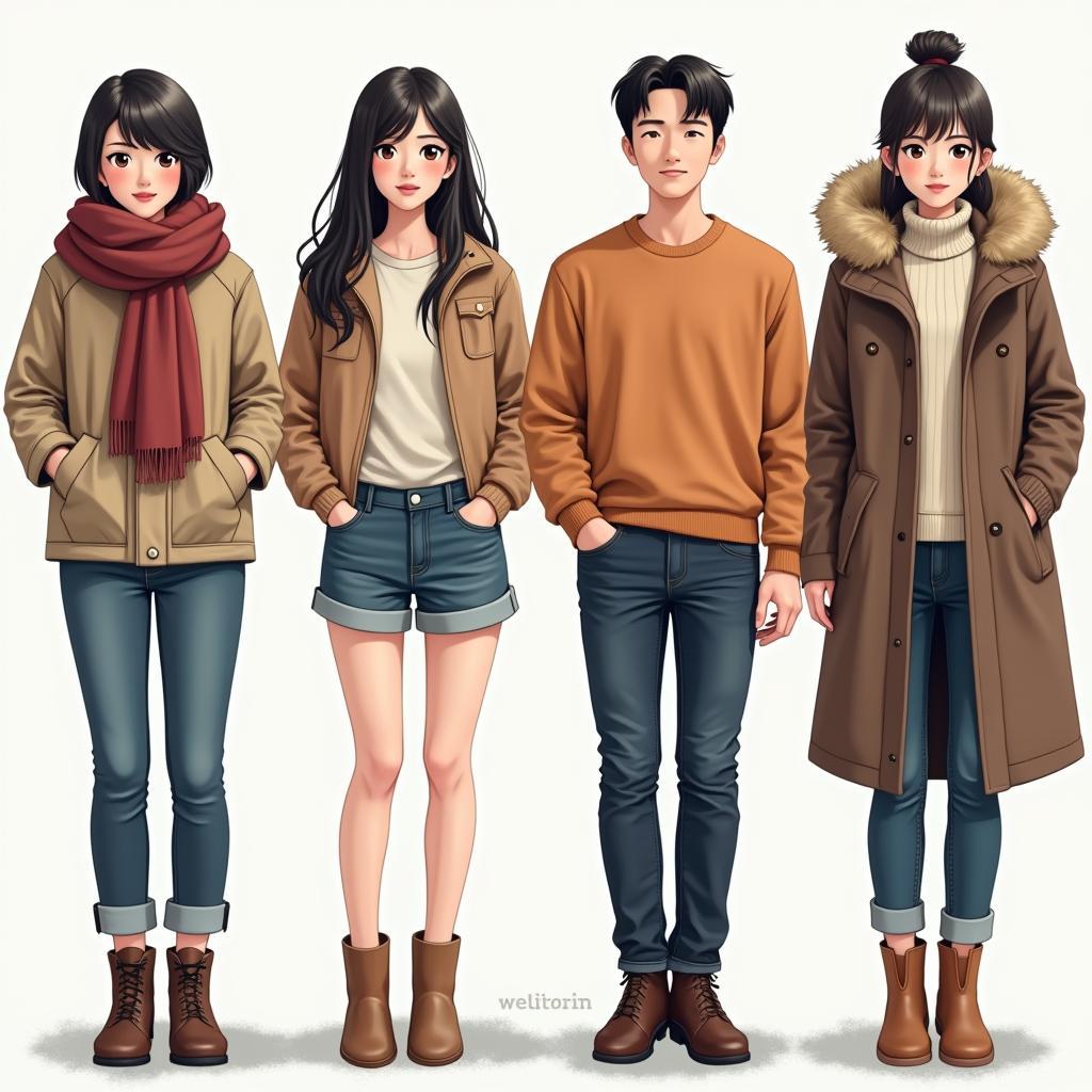 Quần áo du lịch Hàn Quốc theo mùa xuân, hạ, thu, đông được chuẩn bị đầy đủ