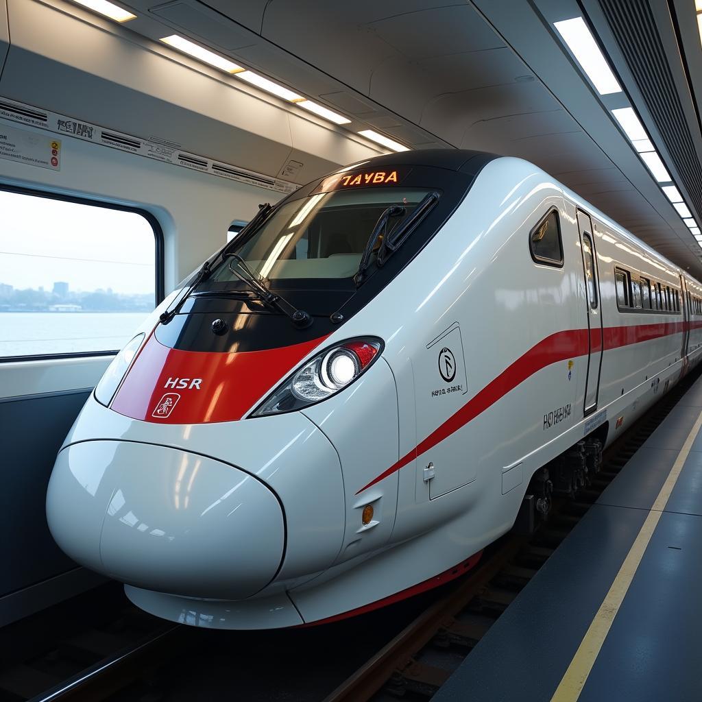 Tàu cao tốc HSR Đài Loan hiện đại, nội thất sang trọng, di chuyển nhanh chóng giữa các thành phố lớn